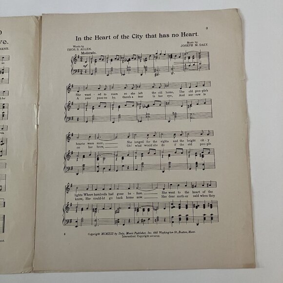 1910s Vintage Sheet Music WW1 In the Heart of the City That Has No Heart - Picture 13 of 16